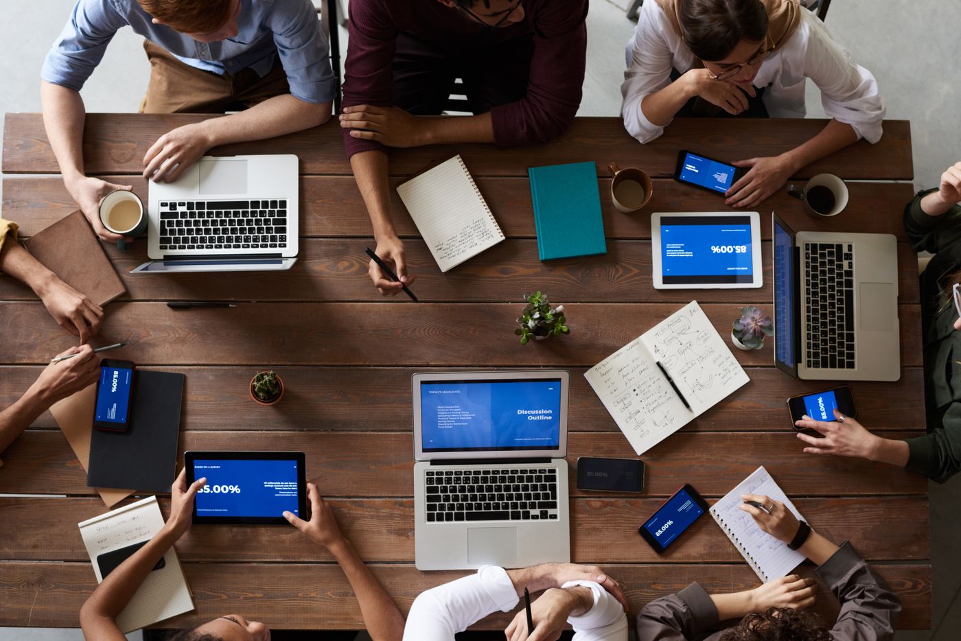 Wide view of a LaunchMatrix workshop with orchestration grid on display
